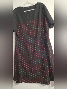 4X Black and Red Polka Dot Women's Dress